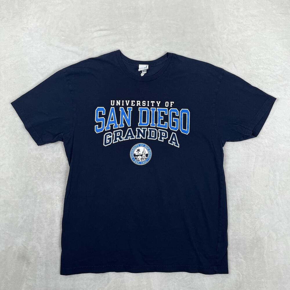 University Of San Diego Grandpa T-Shirt Mens XL Navy Blue College Graphic Tee